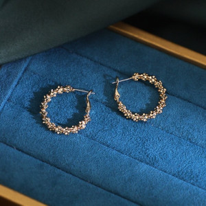 Серьги-кольца фактурные золотистые CJC68151 Серьги-кольца фактурные золотистые CJC68151