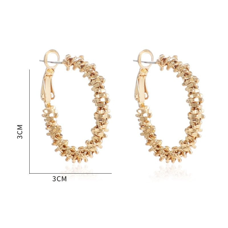 Серьги-кольца фактурные золотистые CJC68151 Серьги-кольца фактурные золотистые CJC68151