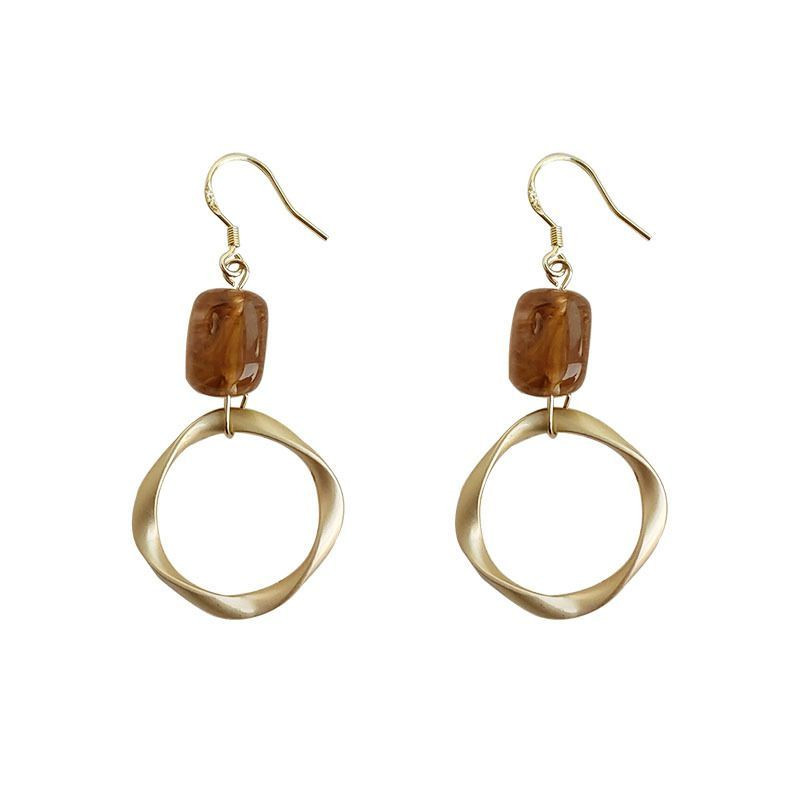 Висячие серьги в стиле «бохо» с янтарем CJP76567