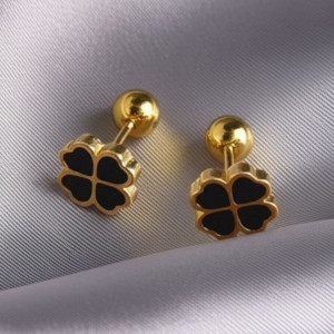 Серьги титановые с напыление золотом клевер 1J11953CJJ Серьги титановые с напыление золотом клевер 1J11953CJJ