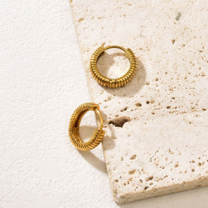 Серьги-кольца широкие с гравировкой CJQ29260
