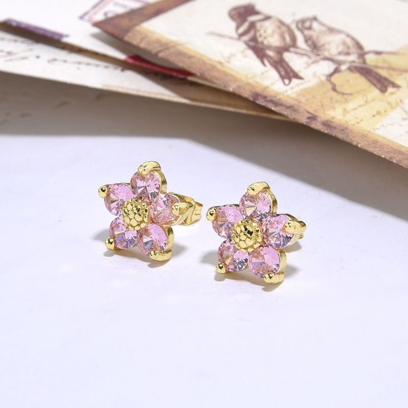 Серьги-цветы с синими вставками CJC91246