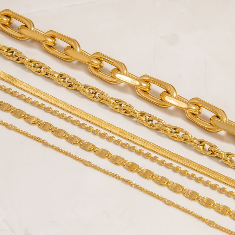 Браслет цепочка плоского плетения с фактурным блеском CJL92650