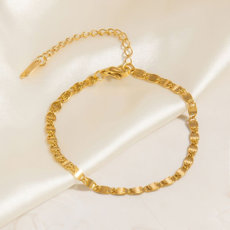 Браслет цепочка плоского плетения с фактурным блеском CJL92650