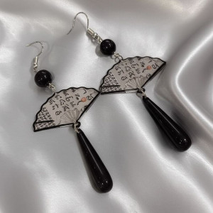 Серьги-петли в восточном стиле с веерами J11481CJJ