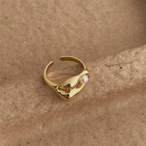 Асимметричное разомкнутое кольцо с узлом и жемчугом CJL14742