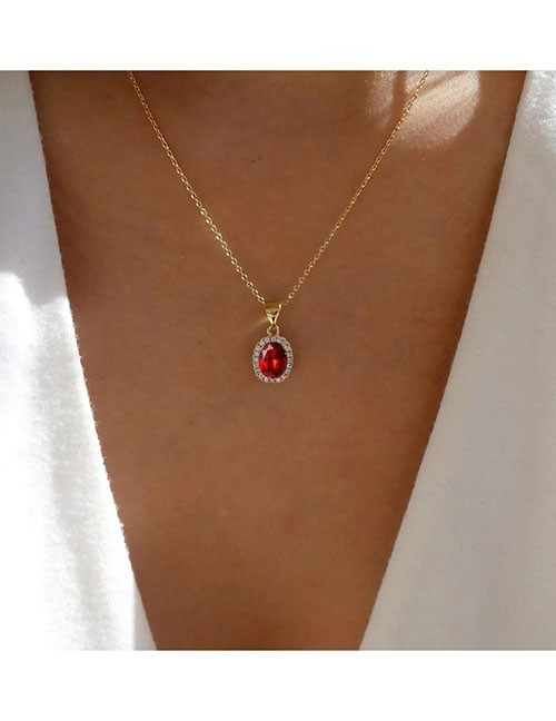 Цепочка с овальным кулоном и красным кристаллом S88758MSK Цепочка с овальным кулоном и красным кристаллом S88758MSK