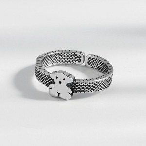 Серебряное медное кольцо с мишкой CJS96075