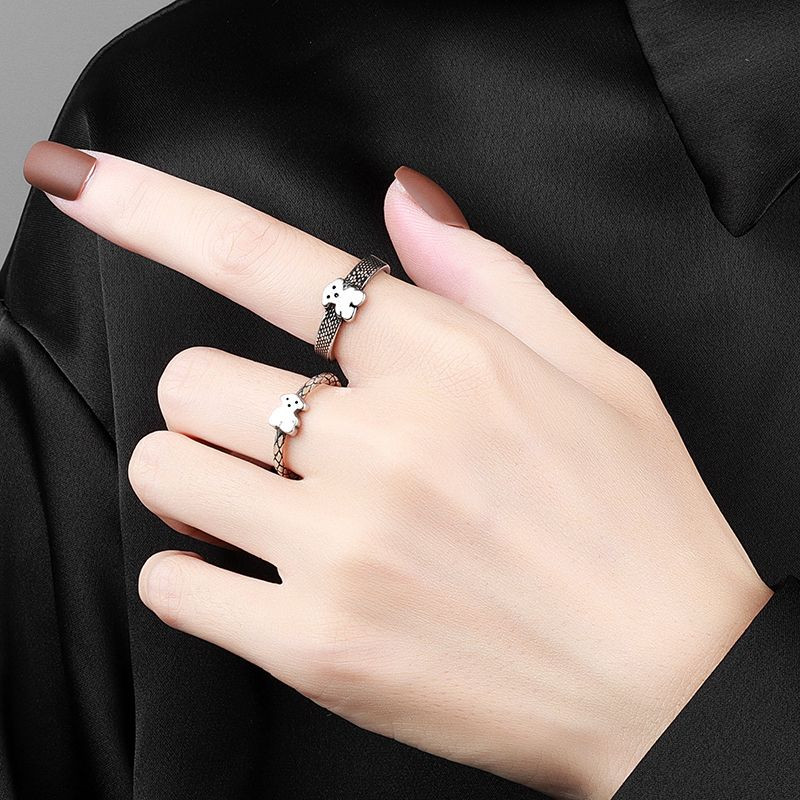Серебряное медное кольцо с мишкой CJS96075