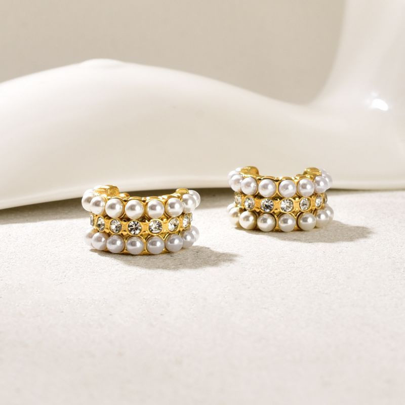 Серьги-кольца с жемчужным плетением CJQ29270