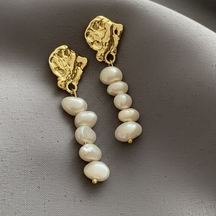 Серьги-подвески с жемчугом и фактурной основой Z31671CJJ