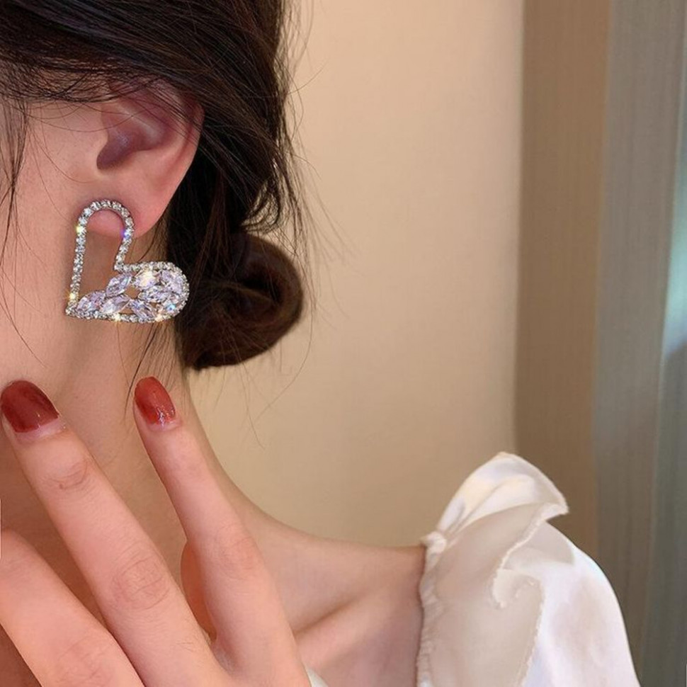 Серьги гвоздики сердца ювелирный сплав J11482CJJ