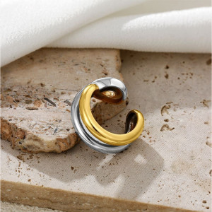 Двойное кольцо в двух цветах металла CJS97525 Двойное кольцо в двух цветах металла CJS97525