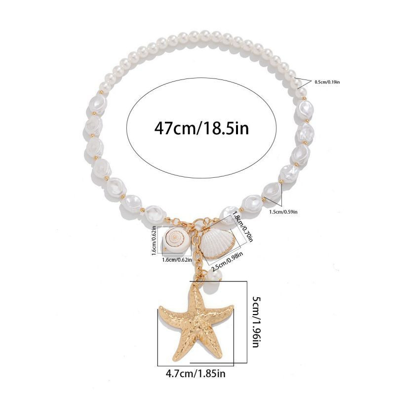 Жемчужный чокер с крупной подвеской в форме морской звезды CJM16902