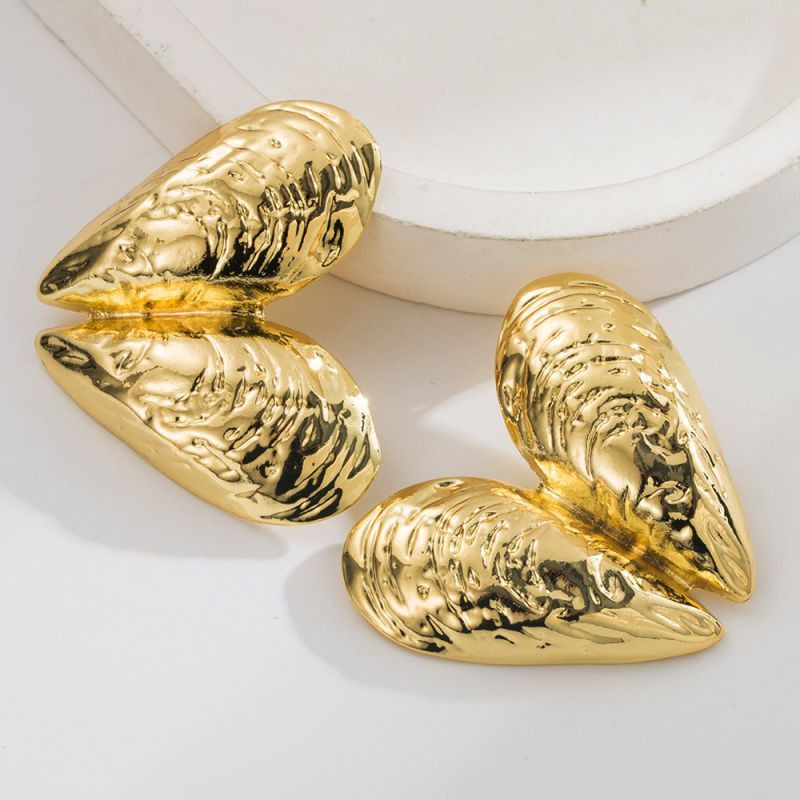 Оригинальные серьги-пусеты серебристые мидии CJN81599