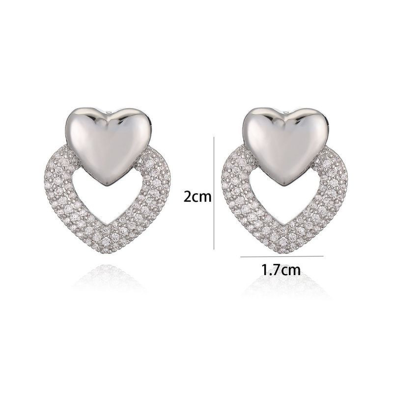 Серьги с двойным контуром сердца CJL20513