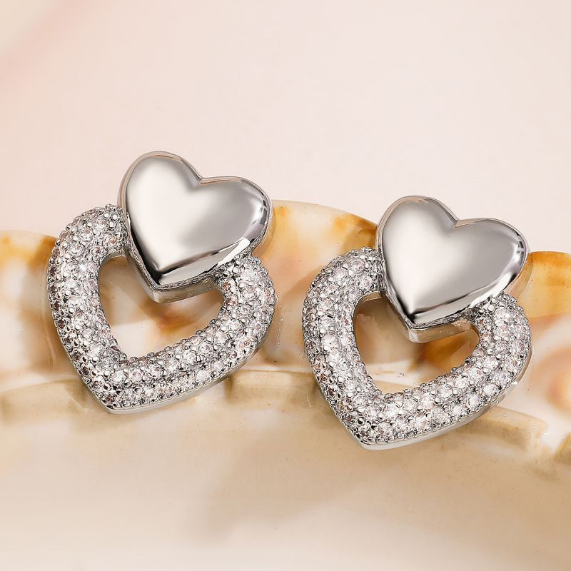 Серьги с двойным контуром сердца CJL20513