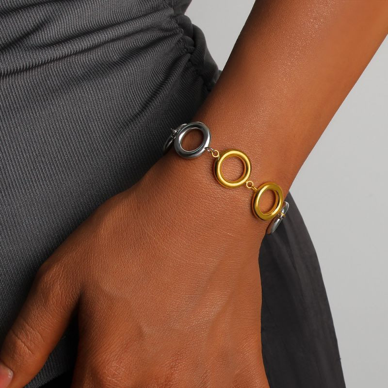 Браслет-цепочка с крупными матовыми кольцами CJP52815 Браслет-цепочка с крупными матовыми кольцами CJP52815