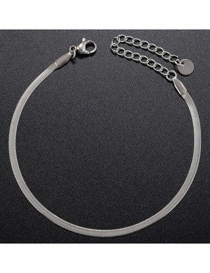 Серебристый браслет плоского плетения T78359