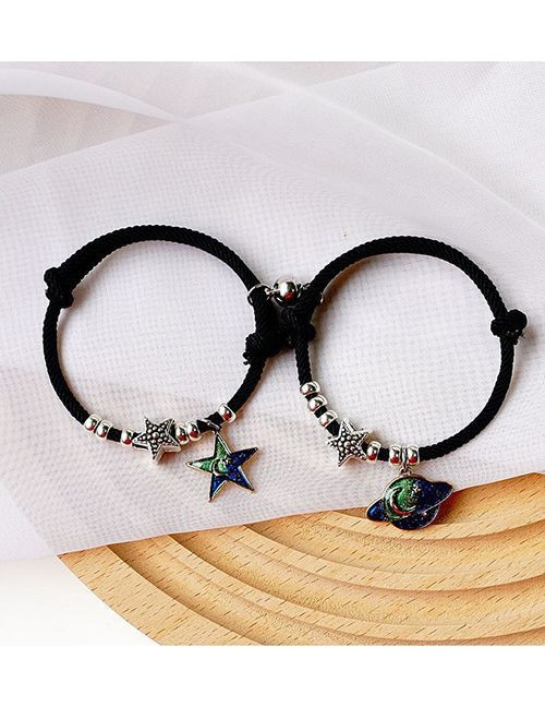 Парные браслеты звездный путь с эмалевыми планетами