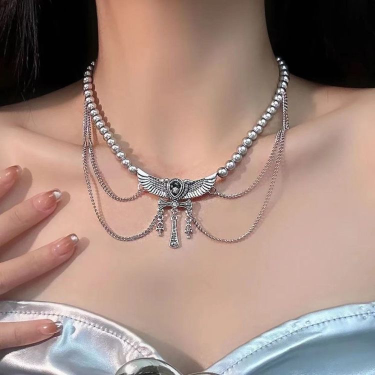Колье-галстук с ажурными элементами и подвесками J11236CJJ