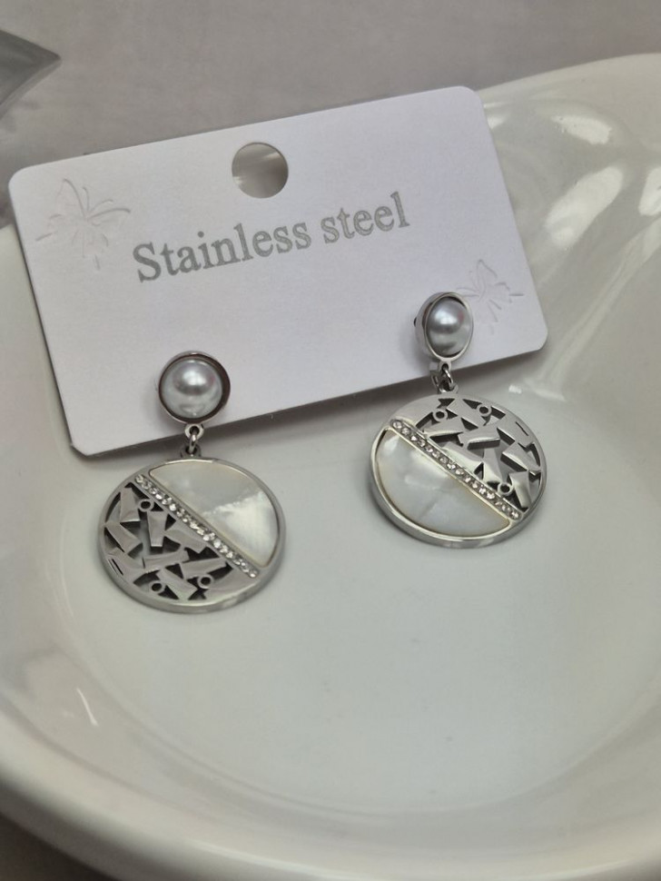 Серьги-подвески сталь с геометрическим дизайном J10607CJJ Серьги-подвески сталь с геометрическим дизайном J10607CJJ