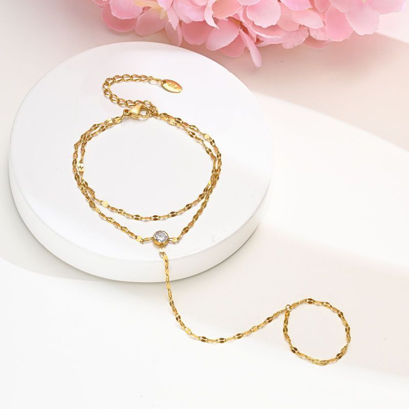 Браслет-слейв изящный с мерцающим кристаллом CJN36128