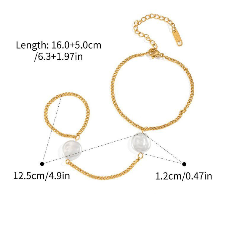 Браслет-слейв с жемчужными дисками и цепью CJN49736