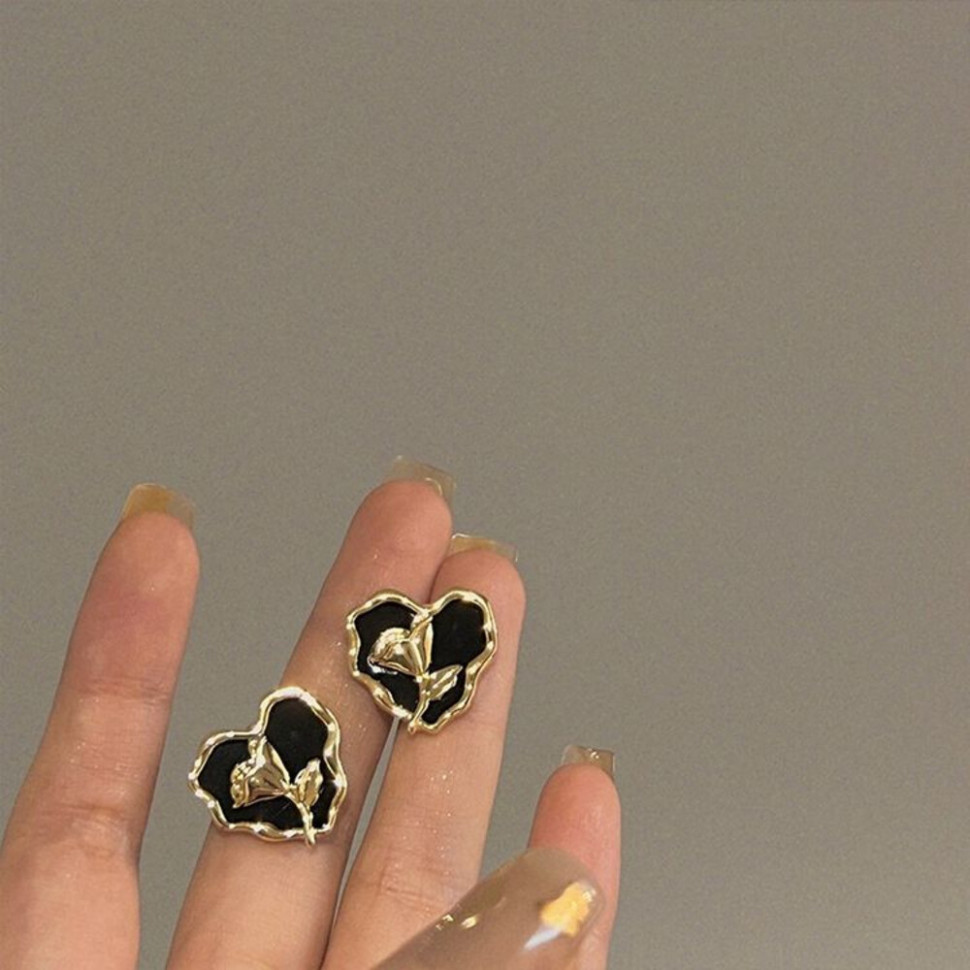 Серьги гвоздики сердце ювелирный сплав J11483CJJ