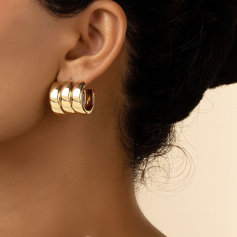 Серьги-кольца в стиле "три в одном" CJN92015