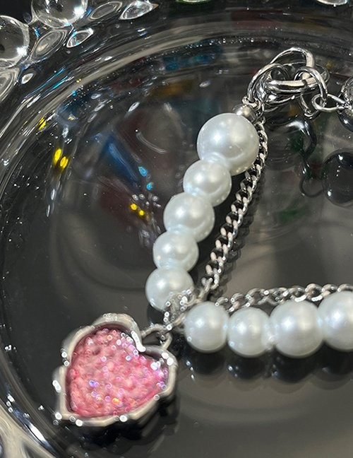 Серебристое Колье с жемчугом и кулоном-сердцем Z51110