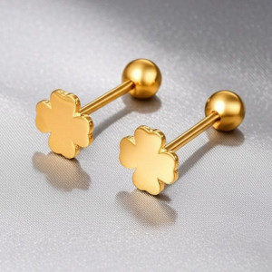 Серьги титановые с напыление золотом клевер 1J11956CJJ Серьги титановые с напыление золотом клевер 1J11956CJJ
