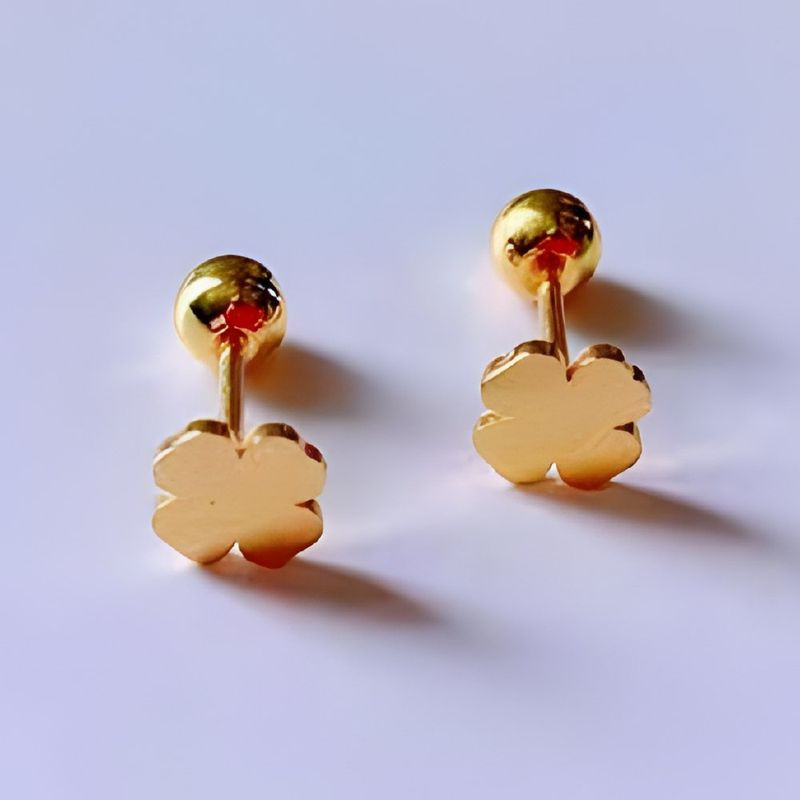 Серьги титановые с напыление золотом клевер 1J11956CJJ
