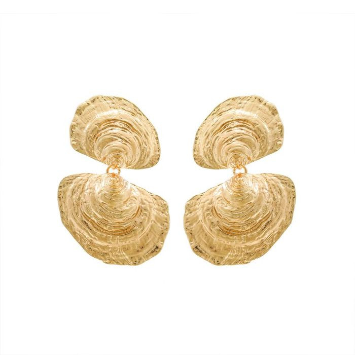 Золотистые и серебристые серьги в форме морских ракушек CJM81419