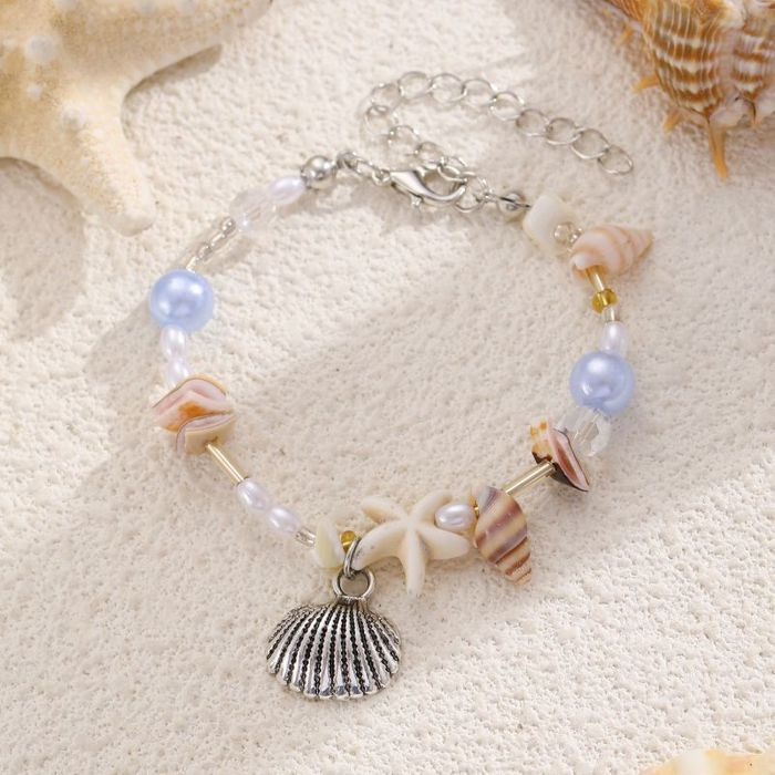 Браслет цепочка с кристаллами и цветами CJM62351