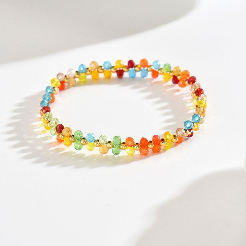 Двухслойный браслет с коричневыми и белыми кристаллами CJX77058