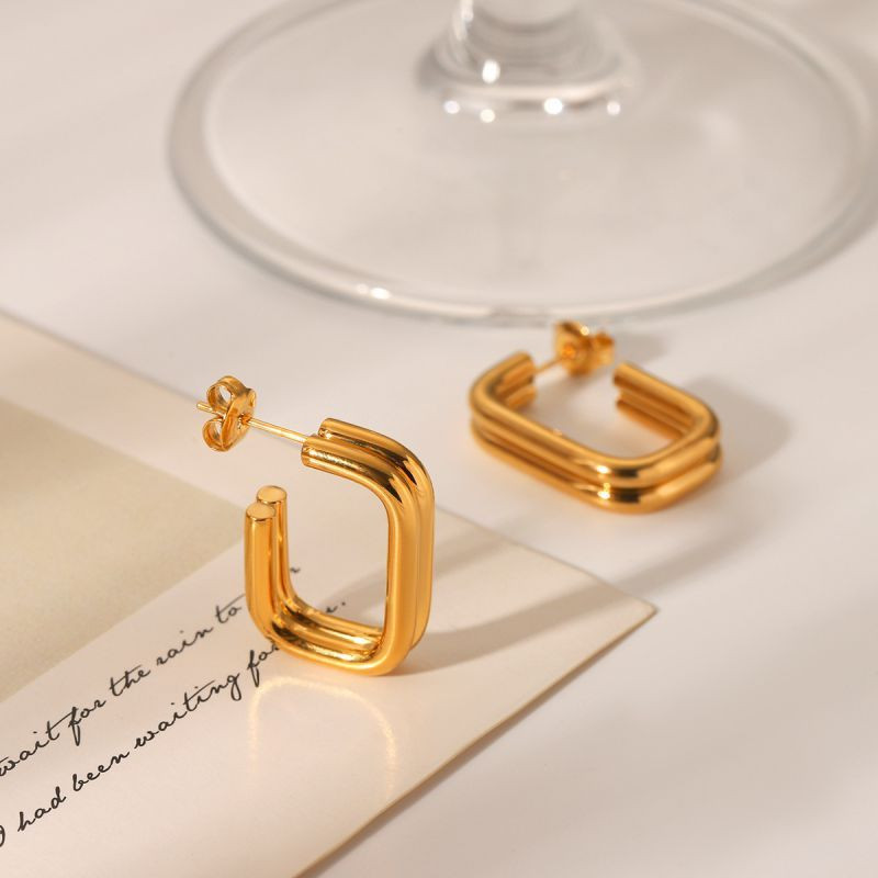 Серьги-кольца прямоугольные многослойные CJL78716 Серьги-кольца прямоугольные многослойные CJL78716