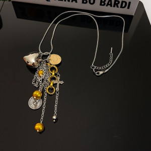 Многослойная длинная цепочка с россыпью талисманов 1J11654CJJ