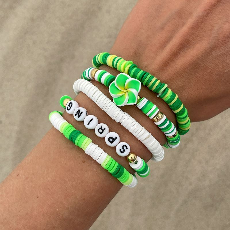 Набор браслетов из полимерных дисков с цветком CJL22998