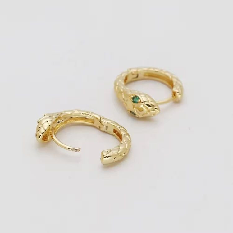 Серьги-кольца змеи с зелёными глазами J10926CJJ