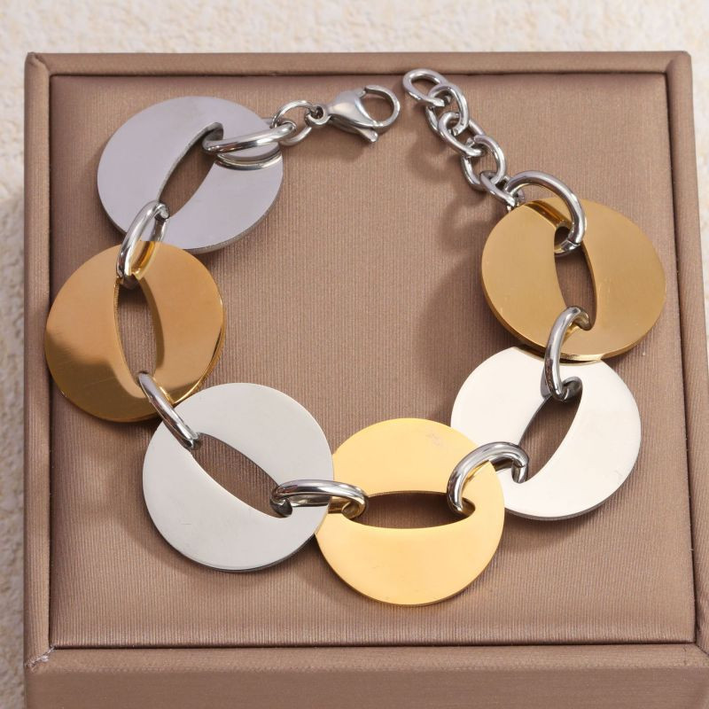 Браслет-цепочка с крупными двухцветными звеньями CJR88993 Браслет-цепочка с крупными двухцветными звеньями CJR88993