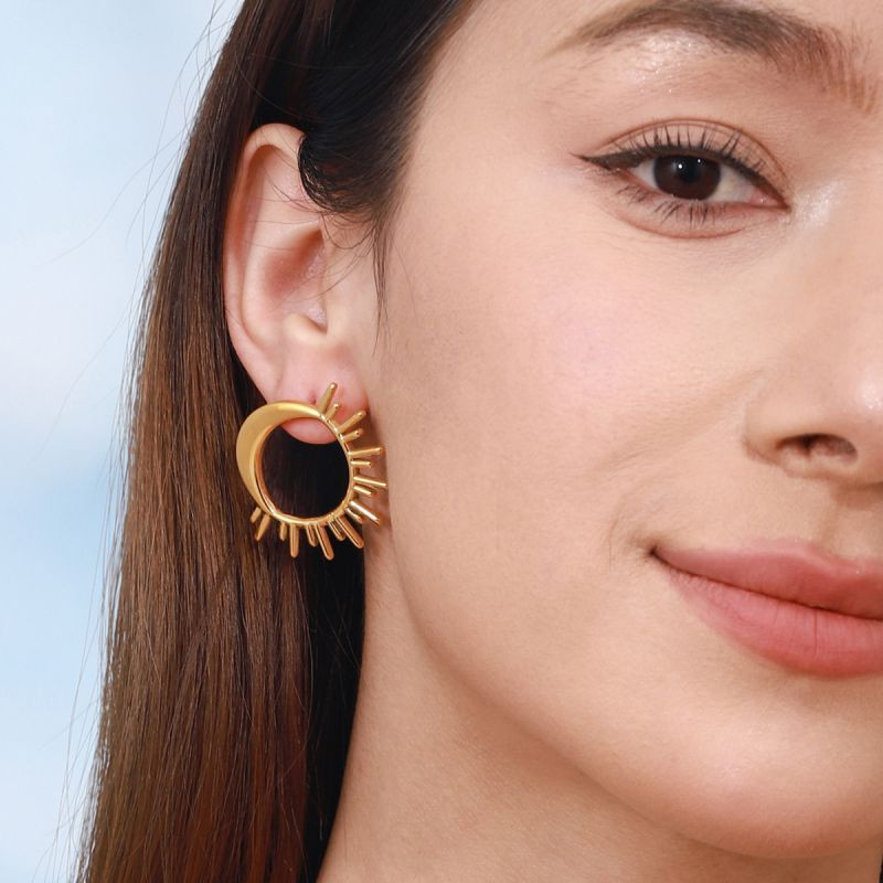 Серьги Солнце и Месяц ажурные CJL16721