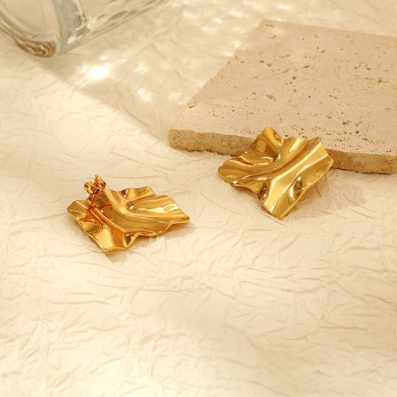 Массивные серьги-пусеты Жатое золото CJD31396