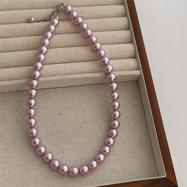 Нежные бусы из калиброванного лавандового жемчуга CJL47694