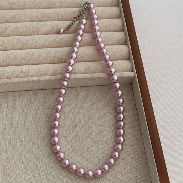 Нежные бусы из калиброванного лавандового жемчуга CJL47694