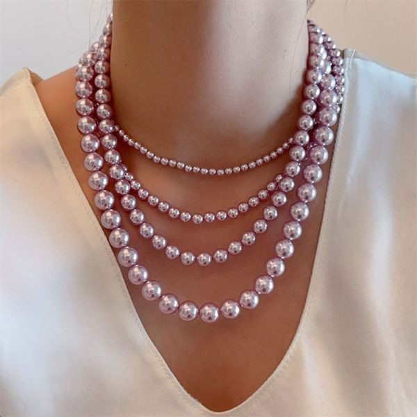 Нежные бусы из калиброванного лавандового жемчуга CJL47694