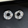 Серебристые серьги-пусеты с черным центром CJP80473