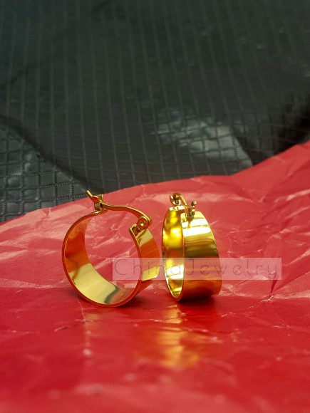 Серьги стальные с напылением золотом кольца J10206(CJJ)
