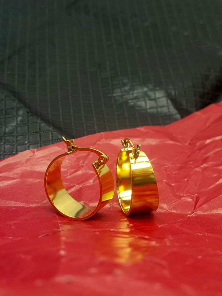 Серьги стальные с напылением золотом кольца J10206CJJ