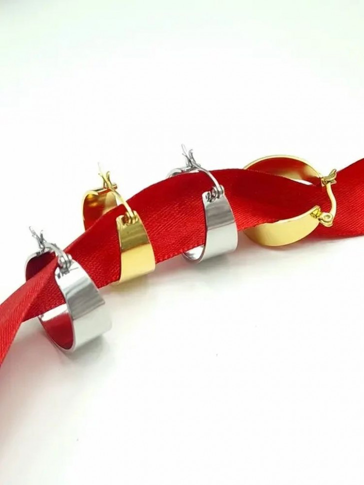 Массивные золотистые серьги-кольца конго в стиле минимализм J10206CJJ Массивные золотистые серьги-кольца конго в стиле минимализм J10206CJJ